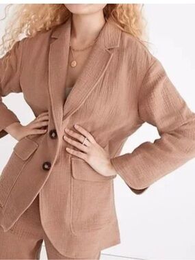 Madewell Blush Textured Relaxed Blazer